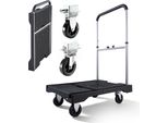 Succebuy Carrello Pieghevole Con Piattaforma 150 Kg, Carrello Di Trasporto Con Ruote Piroettanti, Carrello Manuale Con Superficie Di Carico Antiscivolo E Maniglia Regolabile, Carrello Pieghevole Per Il Trasporto, 680X495X1150 Mm Carrello Per Magazzino