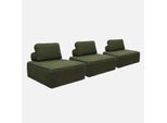 Sweeek - Set Di 3 Poltrone Singole Per Divano Modulare Bouclé - Kaki