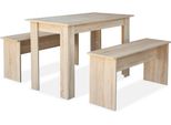 Set Da Pranzo 3 Pezzi Tavolo E Panche In Legno Di Quercia