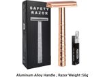 Inf Rasoio Di Sicurezza A Doppio Taglio In Acciaio Inox Con Manico In Alluminio E 5 Lame Oro Rosa