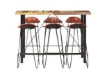 Vidaxl Set Da Bar Da 7 Pezzi In Legno Massiccio Antico E Vera Pelle