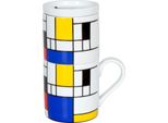 KöNitz Hommage To Mondrian Small Fragments Coffee For One Kaffeefilterset, 3-Tlg., Becher, Tasse, Aufsatz, Edelstahlfilter, Porzellan, 370 Ml, 11 5 618 1907