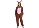 Costume Da Coniglietto Costume Di Pasqua Da Donna Marrone-Rosa - Taglia Unica
