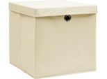 Vidaxl Scatole Portaoggetti Con Coperchio 10 Pz. Crema 32X32X32 Cm Tessuto
