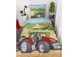 Herding Young Collection Traktor Biancheria Da Letto Con Motivo Reversibile, 100% Cotone, 135X200 Cm+80X80 Cm