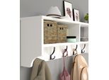 Appendiabiti A Muro ÅStorp 120 X 22 X 37 Cm Appendiabiti Con Due Vani Portaoggetti Ganci Per Giacche Cappotti Sciarpe Mensola A Muro Mensola A Muro Per Corridoio Camera Da Letto E Soggiorno Bianco