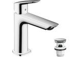 Hansgrohe Logis Mitigeur De Lavabo Fine, Comfortzone110, Garniture DéCoulement Push Open, Saillie 121Mm, 71252000, 71252000