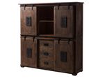 MASSIVMOEBEL24 | Highboard Mango 150X45X160 Braun Lackiert Railway #425