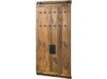 MASSIVMOEBEL24 | Wandgarderobe Mango 100X8X190 Natur Lackiert Railway #1008