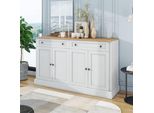 Credenza Merax Con 2 Cassetti E 4 Ante, Ampio Spazio E Maniglie In Metallo, Credenza In Stile Rustico, Larghezza 150 Cm