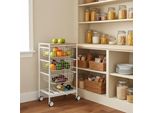 Don Hierro - Carrello Da Cucina Karina , 3 Grandi Cestini Estraibili E Portabottiglie, Bianco Faggio