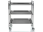 Don Hierro - Carrello Di Servizio Pieghevole Bauhaus Con Rotelle - Struttura In Metallo Cromato, 3 Livelli, 3 Posizioni