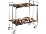 Don Hierro - Carrello Di Servizio Pieghevole Bauhaus Con Rotelle - Struttura In Metallo Cromato, 2 Livelli, 4 Posizioni