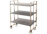 Don Hierro - Carrello Di Servizio Pieghevole Bauhaus Con Rotelle - Struttura In Metallo Dorato, 3 Livelli, 3 Posizioni