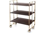 Don Hierro - Carrello Di Servizio Pieghevole Bauhaus Con Rotelle - Struttura In Metallo Dorato, 3 Livelli, 3 Posizioni