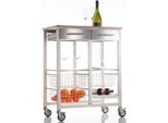 Don Hierro - Carrello Da Cucina Onda Doble - Carrello Da Cucina Bifacciale In Metallo Con 3 Cestini, 2 Cassetti E Portabottiglie