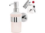 Bremermann Serie Bagno Lucente - Distributore Di Sapone Con Set Di Adesivi E Supporto A Parete, In Vetro Satinato E Acciaio Inox, Cromato