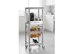 Don Hierro - Carrello Da Cucina Alto Con 2 Cestini, Cassetto E Portabottiglie - Onda Alluminio