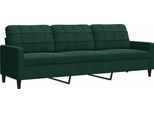 Vidaxl Divano A 3 Posti In Velluto Verde Scuro 210 Cm