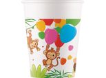 Procos 93781 - Bicchiere Jungle Balloons, 200 Ml, 8 Pezzi, Mix, Bicchiere Monouso, Bicchiere Di Carta, Compleanno, Festa A Tema, Giungla, Palloncini