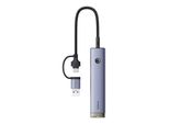 Hub 4W1 Baseus Ultrajoy Usb-A&Usb-C A 3Xusb3.0+Usb-C+Rj45 (Grigio)