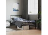 The Living Store Struttura Letto Con Testiera E Pediera In Metallo Nero 100X200 Cm