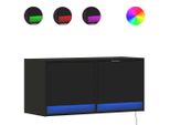 Syfax™ Mobile Tv A Parete Con Luci Led Nero 80X31X35 Cm