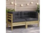 The Living Store Divano Da Giardino Ad Angolo Con Cuscini In Legno Di Pino Impregnato