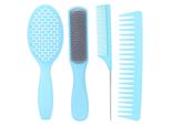 Set Di 4 Pettini Professionali, Spazzola Districante, Spazzola Per Styling, Pettine Con Manico A Coda, Pettine A Denti Larghi Per Capelli Lunghi, Spessi, Sottili E Ricci, Blu