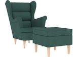 Vidaxl Poltrona Con Poggiapiedi In Tessuto Verde Scuro