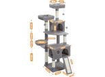 Grande Albero Per Gatti, Design Multistrato A 5 Livelli, Robusta Struttura In Legno,Amt0181Gy, Xl