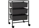 Homcom Carrello, Carrello Di Servizio Con 3 Ripiani, Maniglie, Carrello Portaoggetti Per Cucina, Soggiorno, 40,8 X 33,5 X 60,5 Cm, Nero