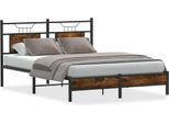 Vidaxl Struttura Letto Senza Materasso Rovere Fumé 140X190 Cm Materiale A Base Di Legno