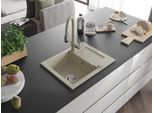 Mexen Enzo Lavello In Granito 1-Vasca Con Sgocciolatoio E Rubinetto Da Cucina Savita, Beige - 6506-69-672601-69
