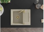 Mexen Enzo Lavello Da Cucina In Granito, 1 Vasca Con Gocciolatoio E Miscelatore Telma, Beige - 6506-69-670200-50