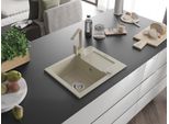 Mexen Enzo Lavello In Granito A 1 Vasca Con Scolapiatti E Rubinetto Da Cucina Rita, Beige - 6506-69-670300-69