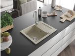 Mexen Enzo Lavello In Granito A 1 Vasca Con Scolapiatti E Rubinetto Da Cucina Telma, Beige - 6506-69-670200-00