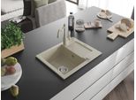 Mexen Enzo Lavello In Granito A 1 Vasca Con Sgocciolatoio E Rubinetto Cucina Carla, Beige - 6506-69-670700-69