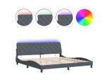 Vidaxl Struttura Letto Con Led Senza Materasso Grigio Scuro 200X200 Cm In Velluto
