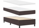 Vidaxl Letto A Molle Insacchettate Marrone Scuro 90 X 200 Cm In Tessuto E Legno