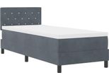 Vidaxl Led Letto A Molle Con Materasso Grigio Scuro 80 X 200 Cm In Velluto