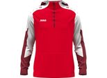 Jako Bambini Felpa Con Cappuccio E Zip Dynamic - 6770, Colore:Rosso/Bianco/Rosso Scuro, Taglia:128