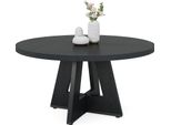 Tavolo Da Pranzo Rotondo In Legno Tribesigns, 120 Cm, Tavoli Da Sala Da Pranzo Per 4 Persone, Tavolo Da Cucina In Stile Rustico Con Piano In Legno E Base A Croce, Nero (Tavolo)