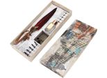 Set Di Penna E Matita Vintage Creativity Ink Carving Writing Suit For Lovers Teachers Classmates Gift Burgundy