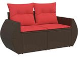 Vidaxl Divano Da Giardino Con Cuscini 2 Posti In Polirattan Marrone