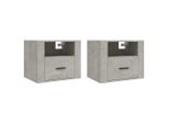 Syfax™ Comodini A Muro 2 Pz Grigio Cemento 50X36X40 Cm