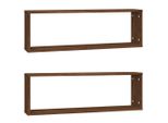 Syfax™ Mensole Muro Cubo 2 Rovere Marrone 80X15X26,5 Legno Multistrato