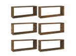 Syfax™ Mensole Parete Cubo 6Pz Rovere Fumo 60X15X23 Cm In Multistrato