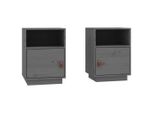 Syfax™ Comodini Grigi 2 Pz 40X34X55 Cm In Legno Massello Di Pino