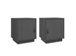 Syfax™ Comodini Grigi 2 Pz 40X34X45 Cm In Legno Massello Di Pino